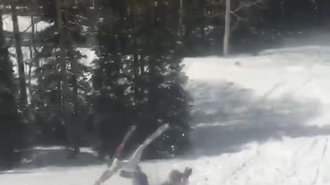 People ski ramp faceplant