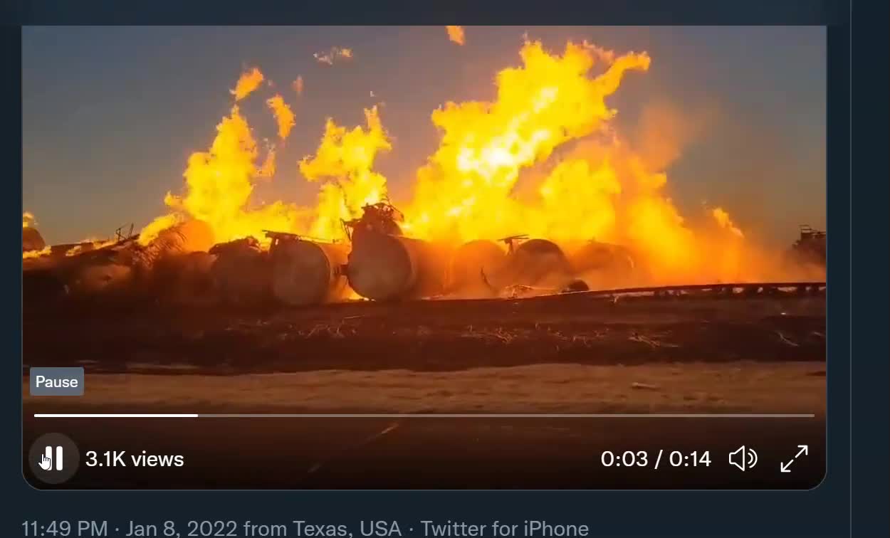 MASSIVE Fire at Train Derailment in Texas