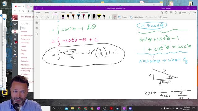Calculus 2 - Section 7-3-Simple Trig Sub Example