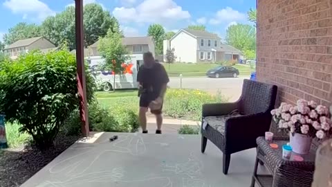 This porch pirate was seen swiping a package even before the delivery driver