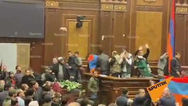 Armenians storming into parliament