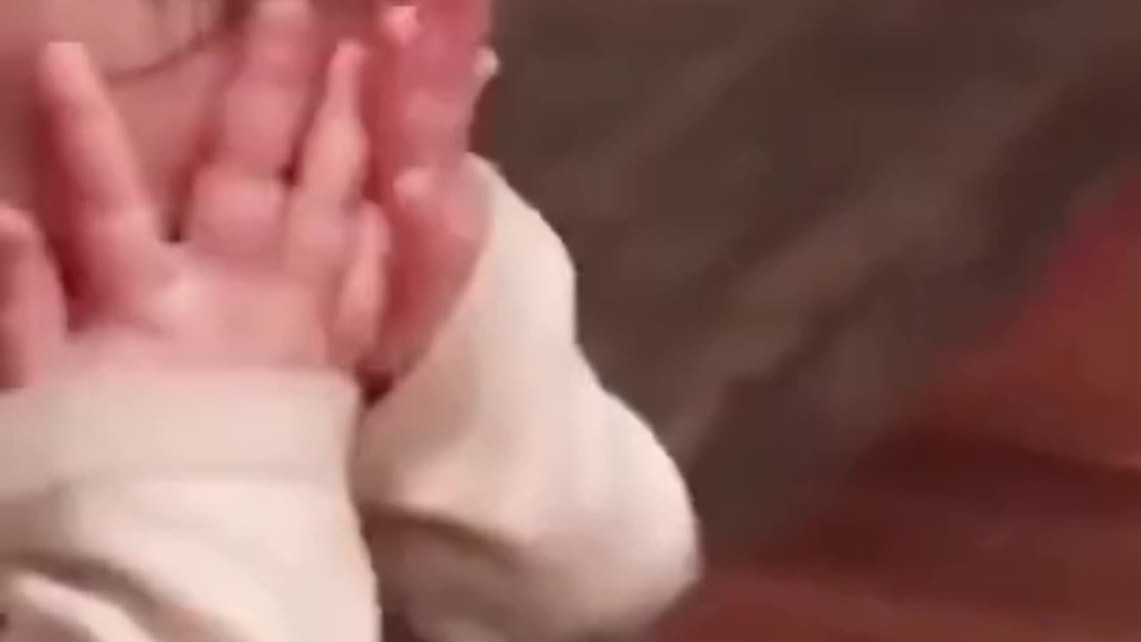 Funny baby eating reaction