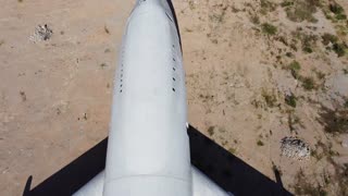 The front of a real 747 Airplane from above - Aerial View