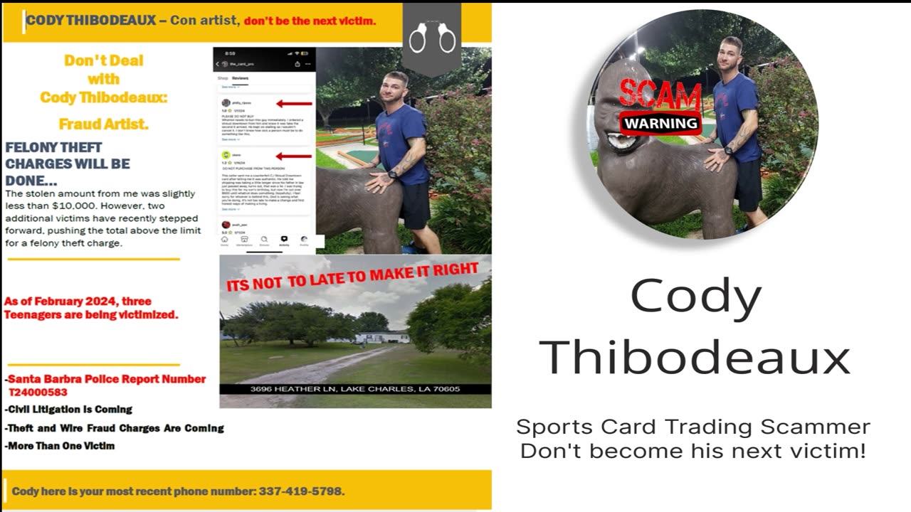 Cody James Thibodeaux Sports Card Scammer