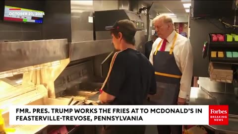 Trump testing food and visiting the restaurant