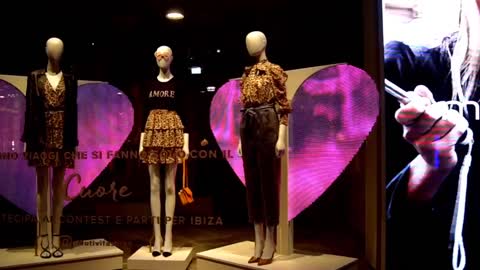 Milan Italy Fashion Store Transparent Video Screen Project