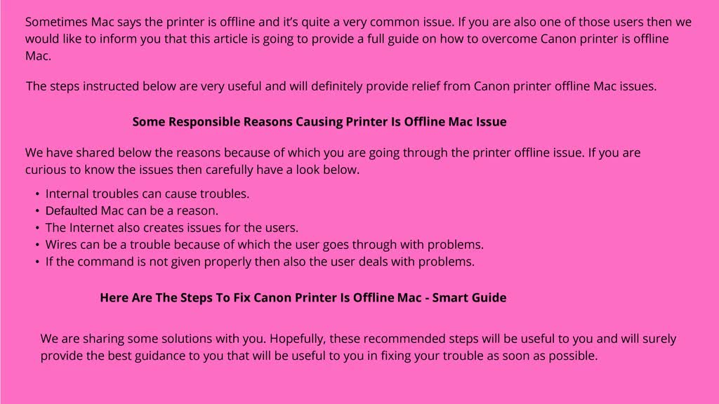 Fix Canon Printer Offline Mac Issue