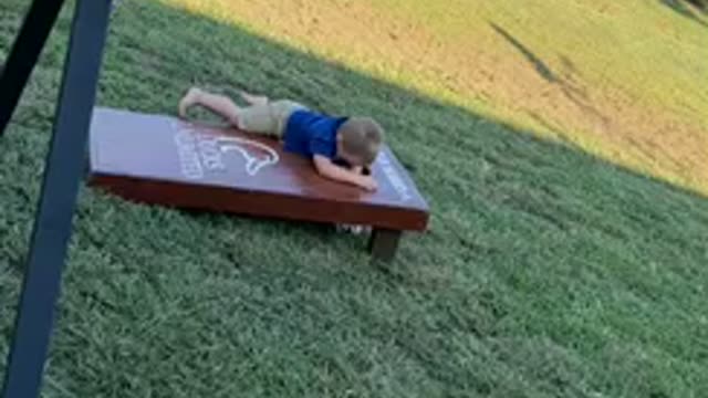 Playing cornhole