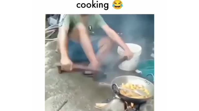 My friend first time cooking food