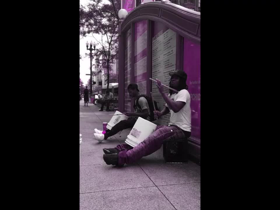 Chicago street bucket drummers