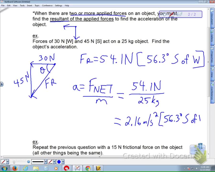 Newton's 2nd Law in 2-D Lesson