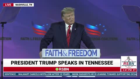 Trump speaks at Faith & Freedom Coalition: In America we don't worship government, we worship God!