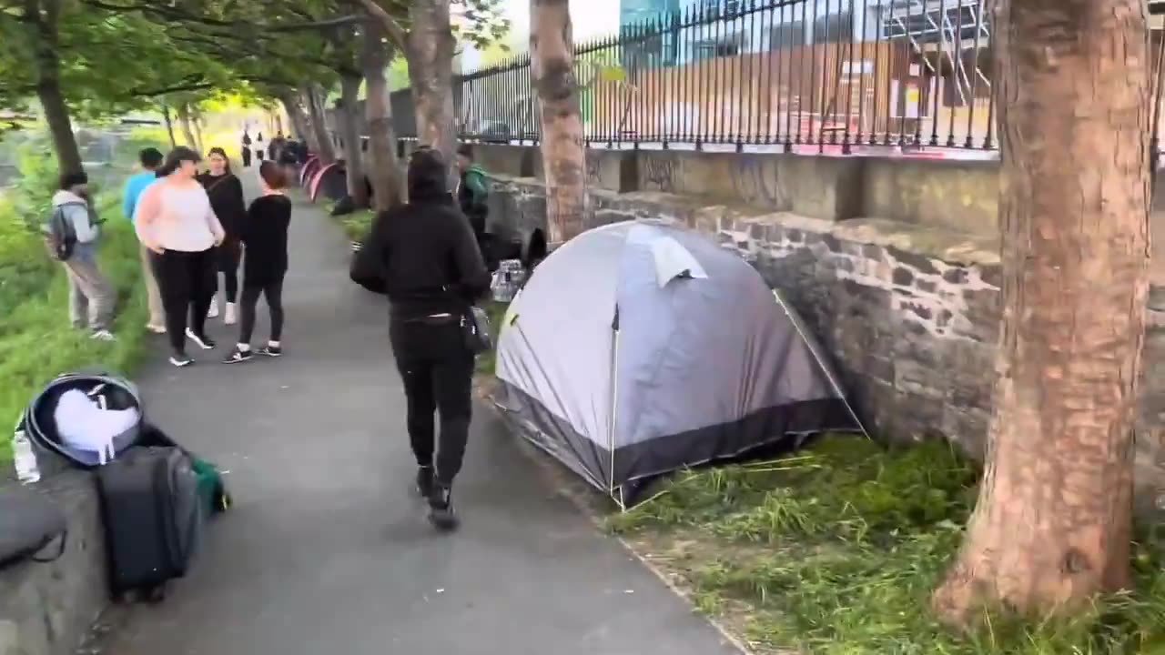 Grand Canal, Dublin. This is a dangerous situation with Irish women being forced