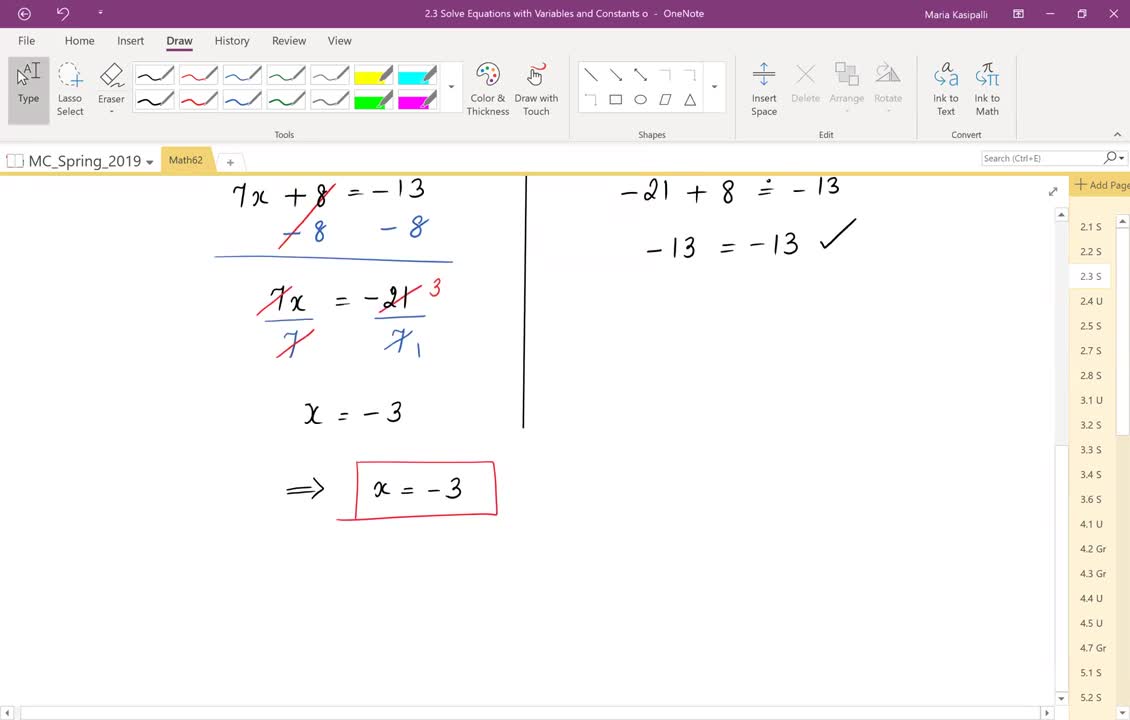 Math62_MAlbert_2.3_Solve equations with variables and constants on both sides