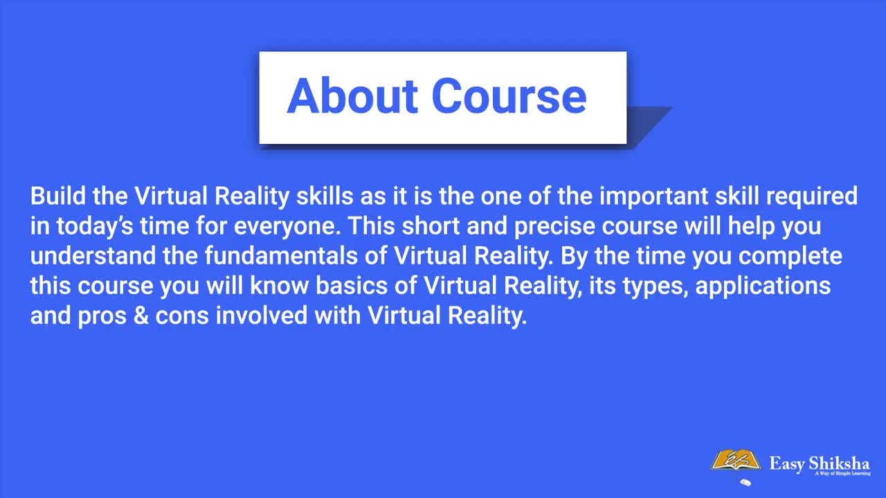 Introduction To Virtual Reality Tutorial | Online Certification Course | Enroll @easyshiksha.com