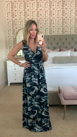 Women Sleeveless Deep V Neck Loose Plain Long Maxi Casual Dress