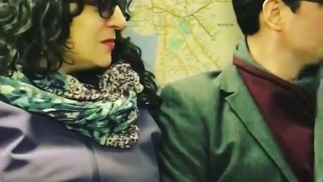 Man makes smoothies on subway train