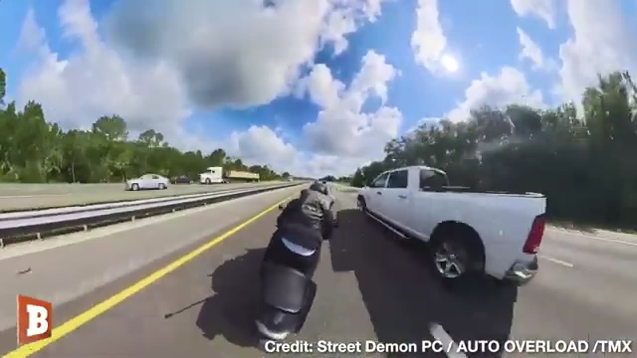 Speeding Motorcyclist SMASHES into Pickup Truck, Gets Knocked Out, Then Is Hit by