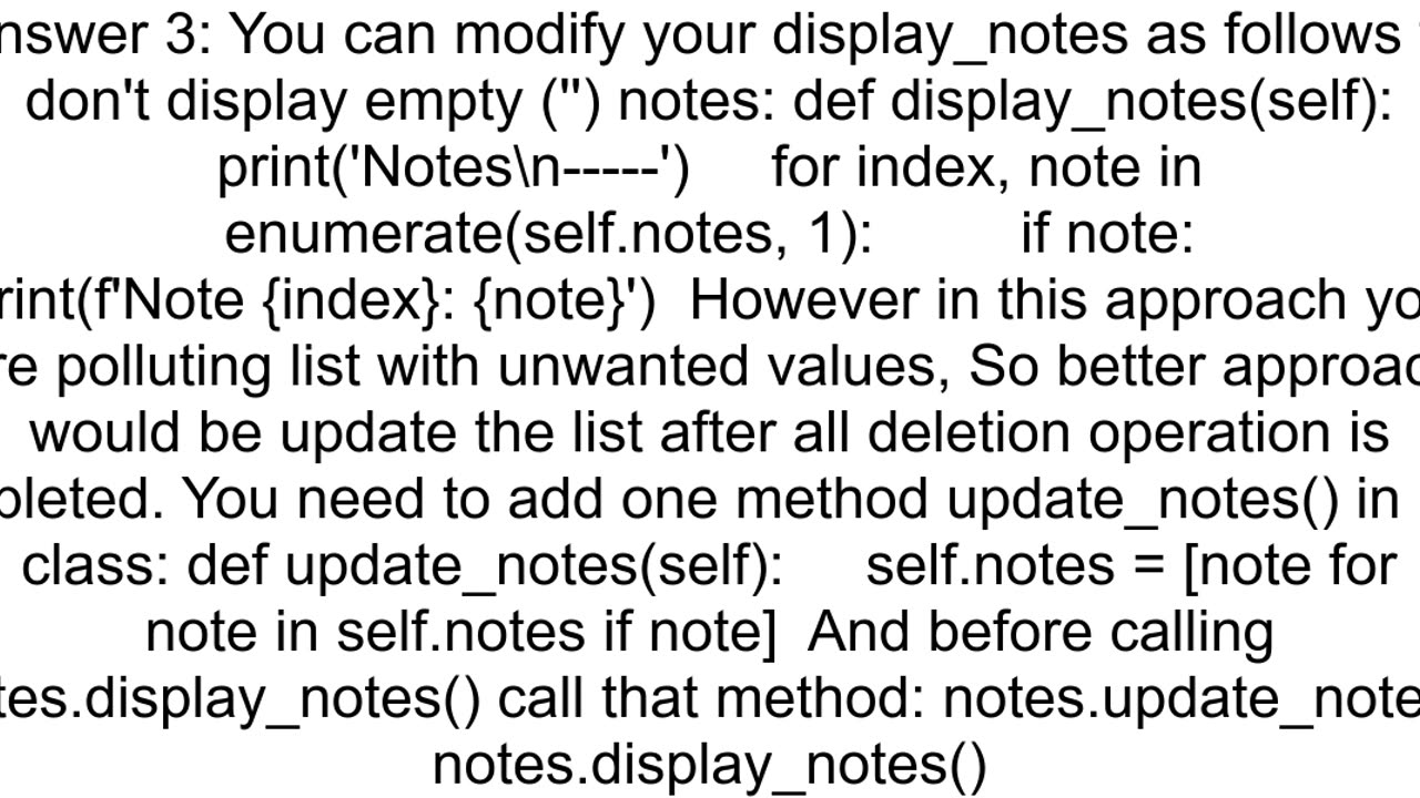 I don39t know how to make it delete the notes before displaying