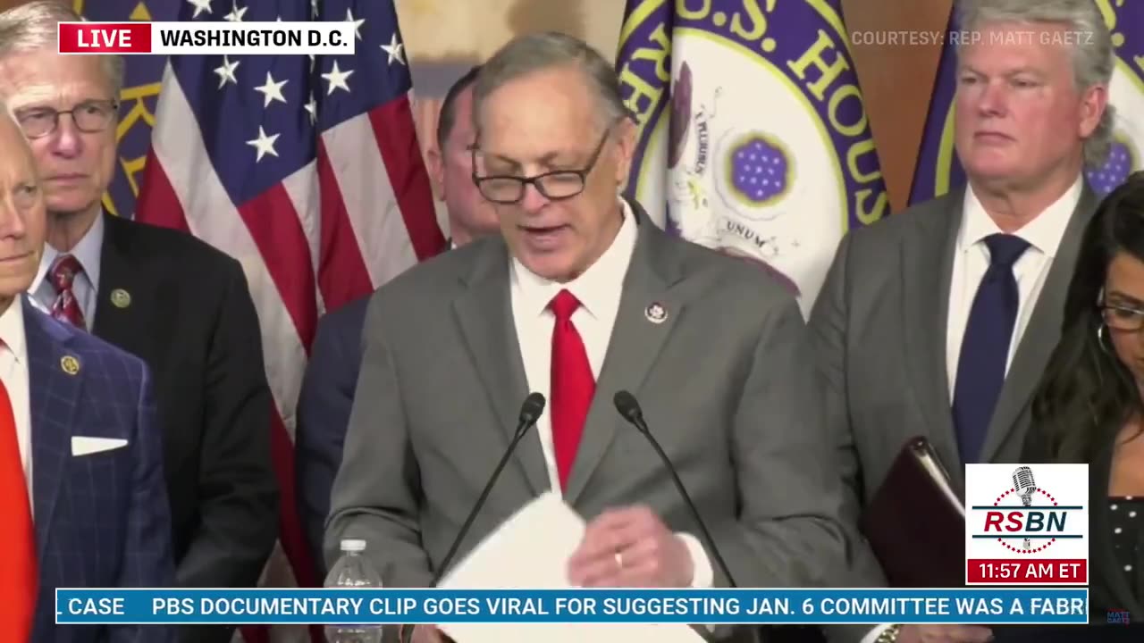 Rep Andy Biggs reads Trump's statements during Jan. 6 calling for protestors to "STAY PEACEFUL"
