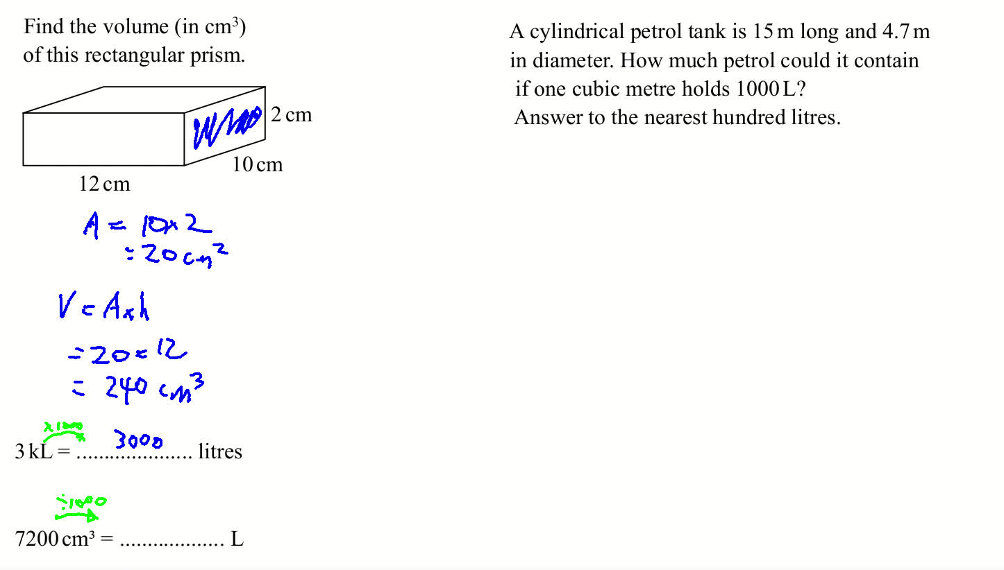 Revision of the topic of "Volume"
