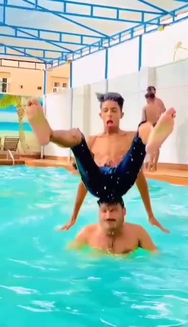 Flip in Pool Deep Will Swimming flip diving Stunt in Pool, Pool jumps