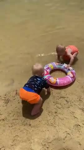 Fletcher and Delany at the beach