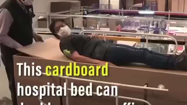 Out of Cardboard Hospital Beds turn to Coffins