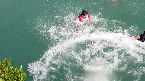 Dude jumping in Khan pur dam.