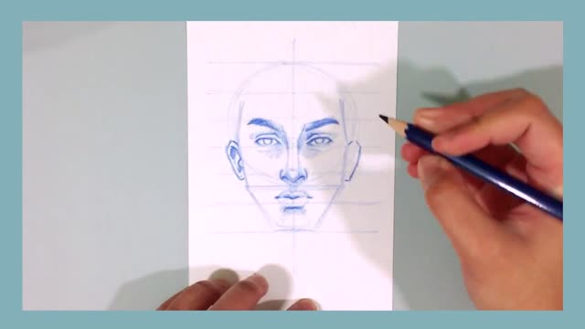 How to draw a male face, eyes, nose, mouth