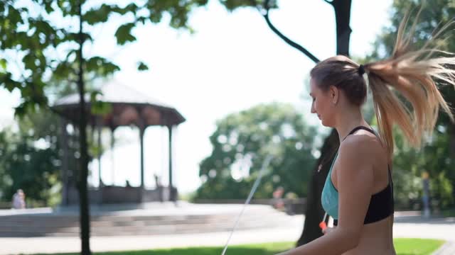 Woman jumping rope