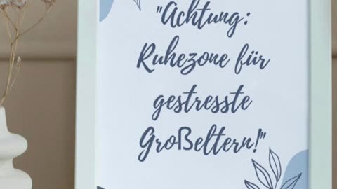Achtung: Ruhezone für gestresste Großeltern , Lustiger Wandspruch nicht nur für das WC