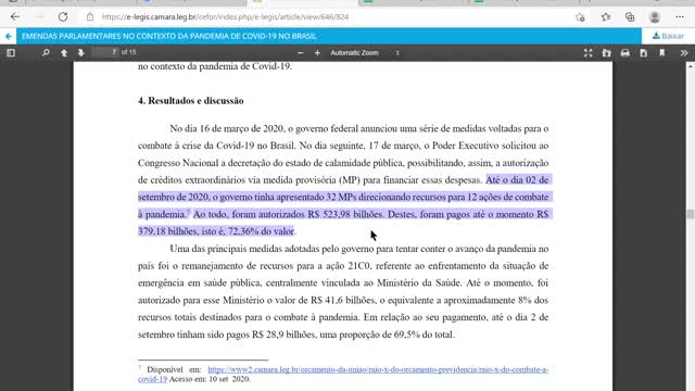 E-legis.camara.leg.br: EMENDAS PARLAMENTARES NO CONTEXTO DA PANDEMIA DE COVID-19 NO BRASIL