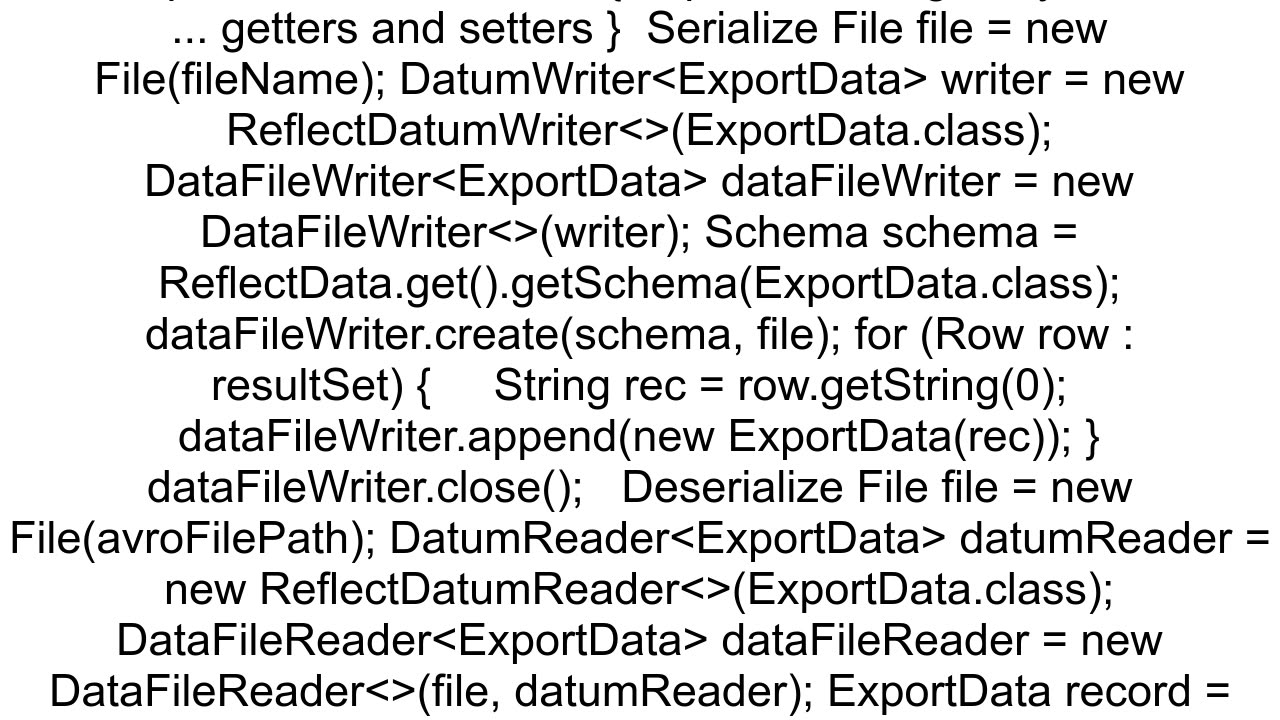 Generate Avro Schema from certain Java Object