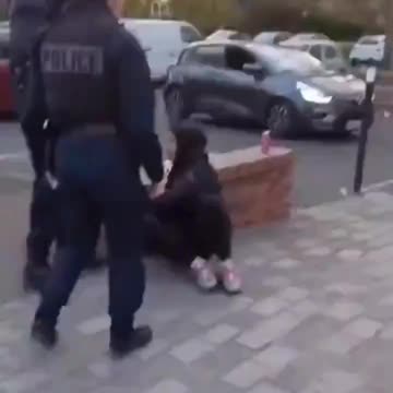 In France a man is harassing a woman police officer & gets a slap from a