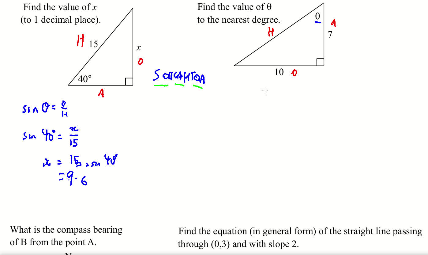 Revision of Trigonometry and Linear Relationships