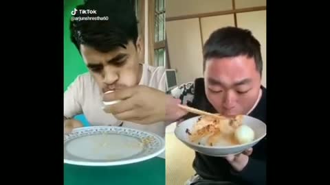 Funny Food Challange On TikTok - Who will win INDIA Vs CHINA - Be Me Stick -