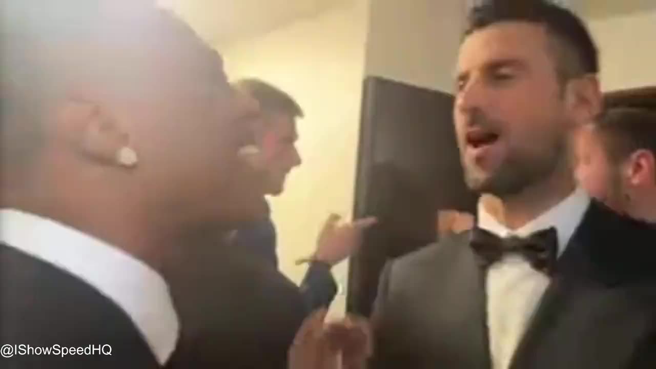 Novak Djokovic tells IShowSpeed he plays for AC Milan ar Ballon d'Or 2023 Ceremony