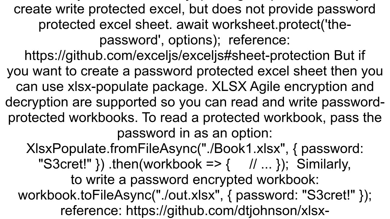 Is there any way to generate password protected XLSX in NodeJS
