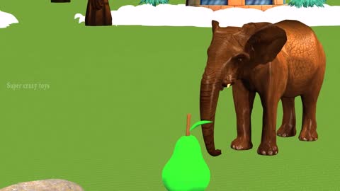 Wild Animals Learn Fruits with Wooden Cart Toys | Gorilla and Zoo Animals