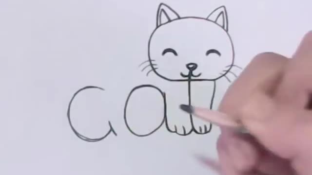 Very Easy! How to turn Words Cat Into a Cartoon Cat. (Wordtoons) learning step by step for kid