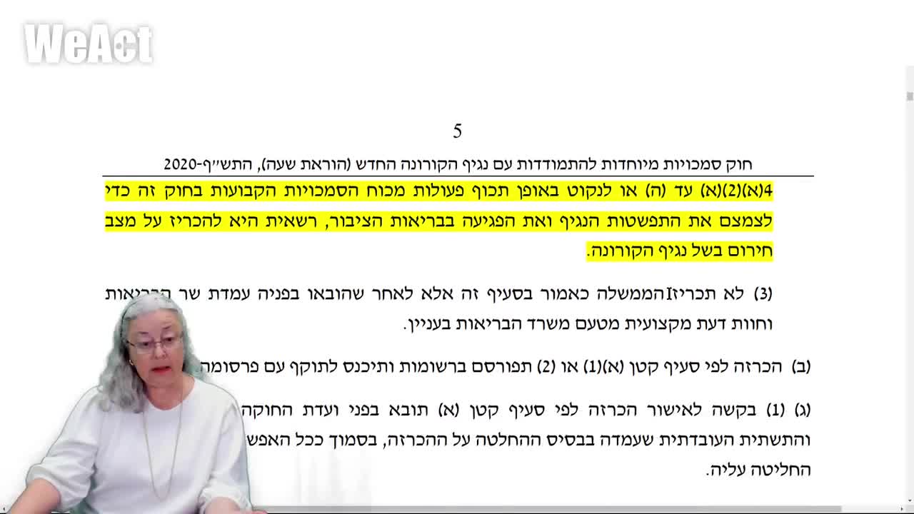 עו"ד אירית ינקוביץ' | חוק הסמכויות וביטול מצב החירום