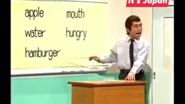 Japan funny man on English lesson