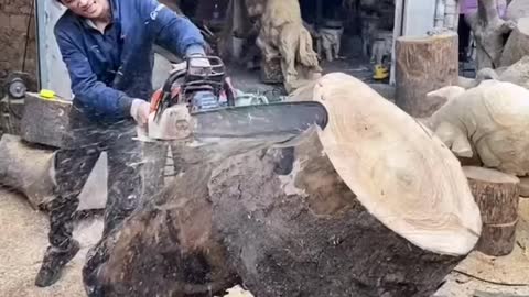 Wood carving _ amazing techniques making fast bull