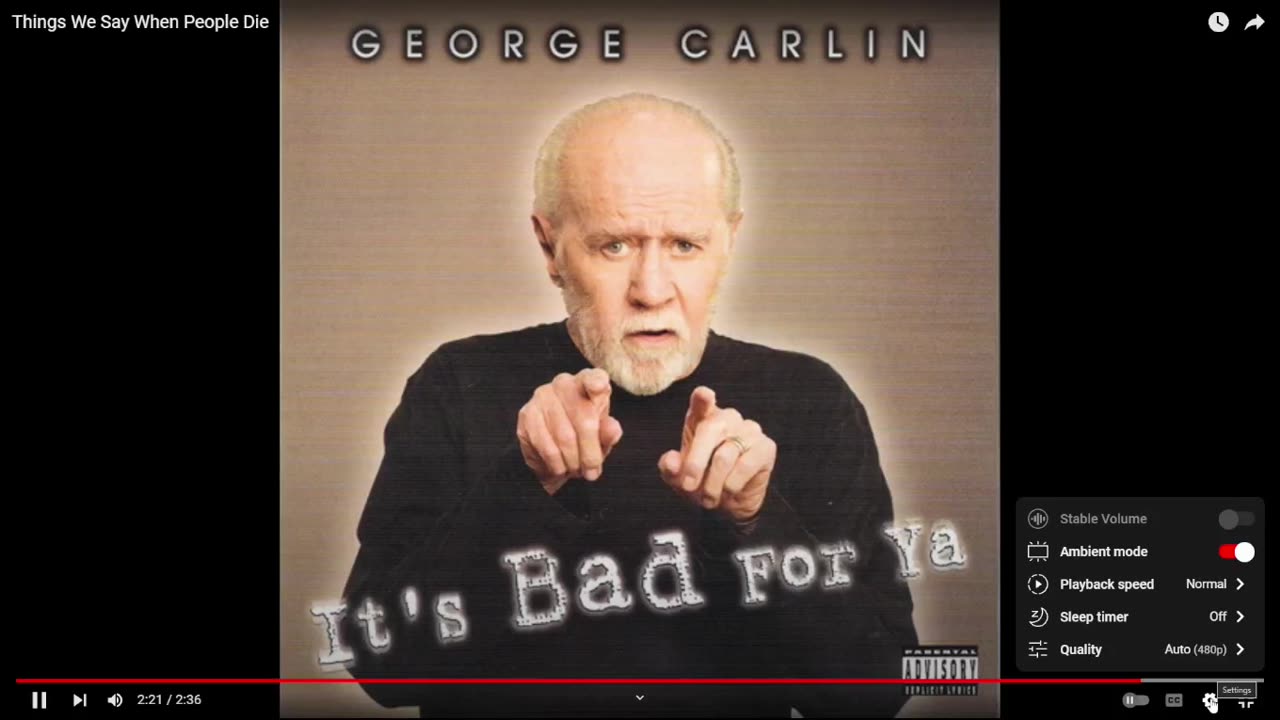 George Carlin on Things We Say When People Die = Where in One's Thoughts of Love & Thoughts of Fear?