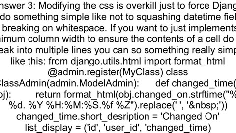 How to fixset column width in a django modeladmin change list table when a list_filter is added