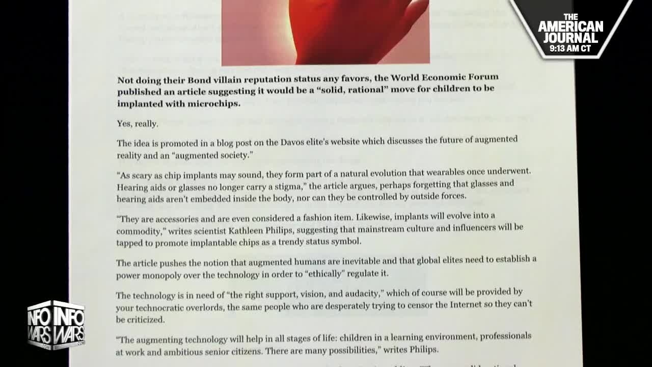BREAKING WEF Announces “Digital Identity” Program & Microchipping Children.