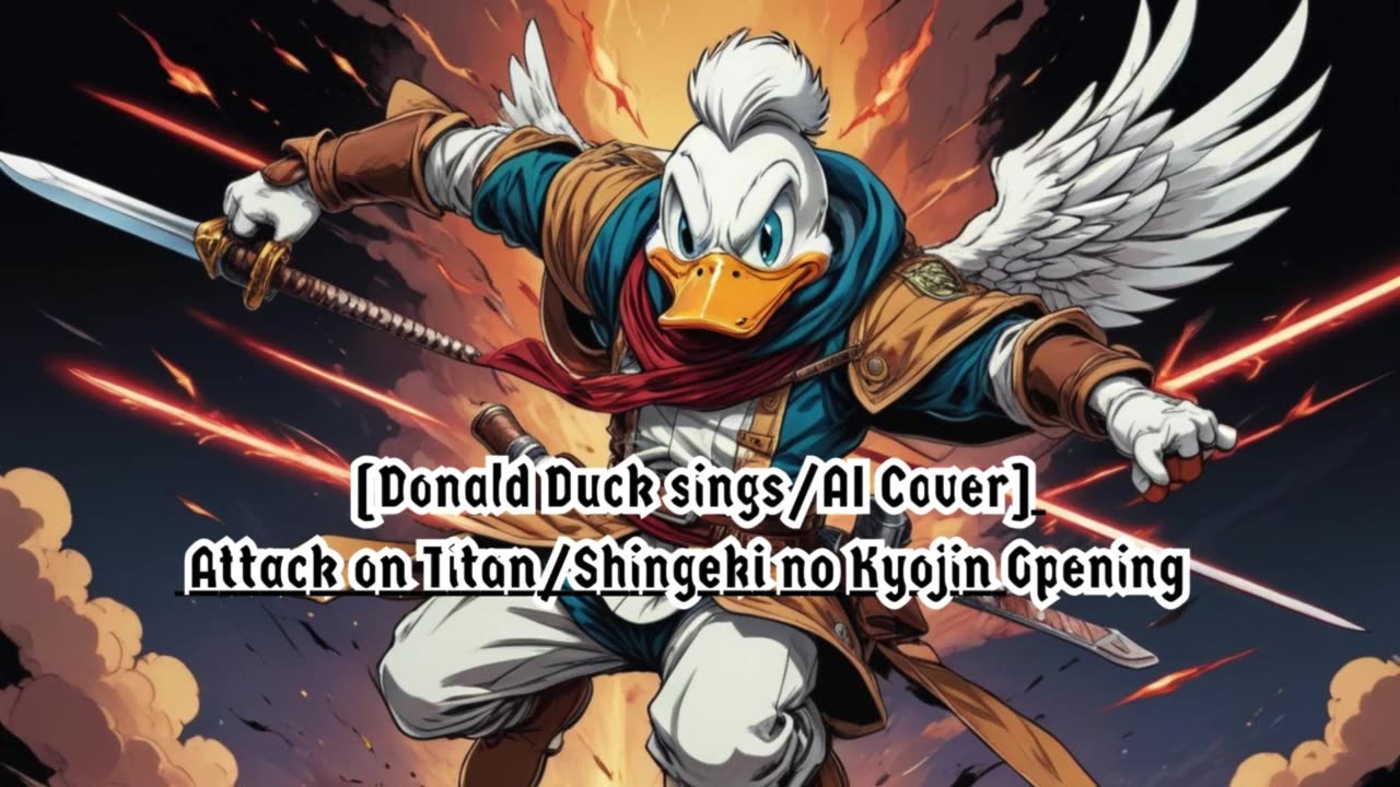 [Donald Duck sings/AI Cover] Attack on Titan Season 1 OP 2 Linked Horizon - Jiyuu no Tsubasa