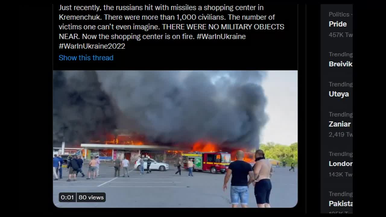 UKRAINE MALL STRUCK BY RUSSIAN MISSILE 1,000 DEAD... OR FALSE FLAG?