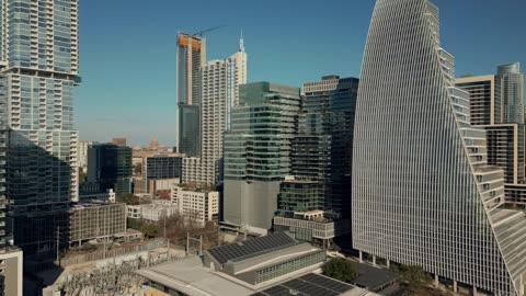 Aerial panoramic view of a big city